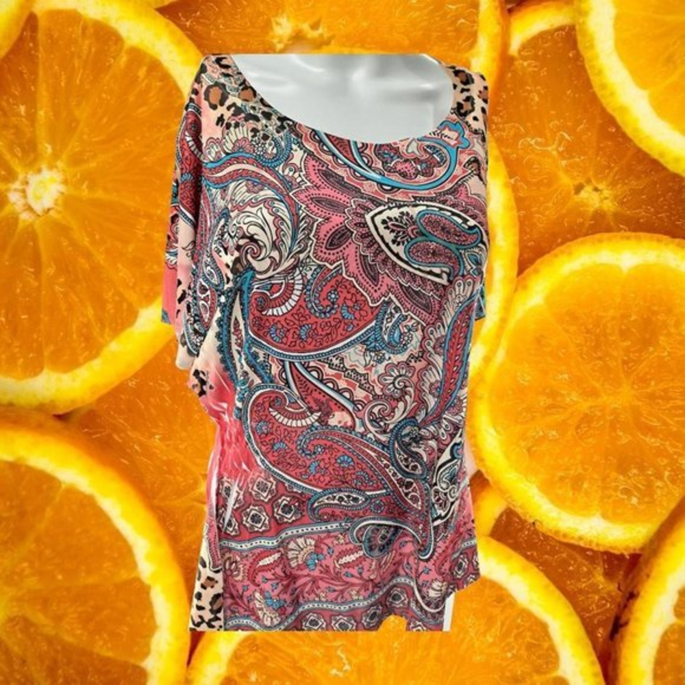 APPROPRIATE‎ Behavior Blouse Pink and Blue Paisley Size Large